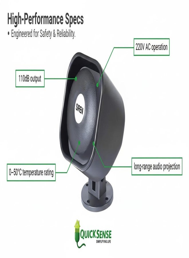 Quick Sense QS-H2 Hooter Alarm | 220V AC Electronic Siren | Loud 110dB Industrial Security Alert | Set of 2 - Image 5